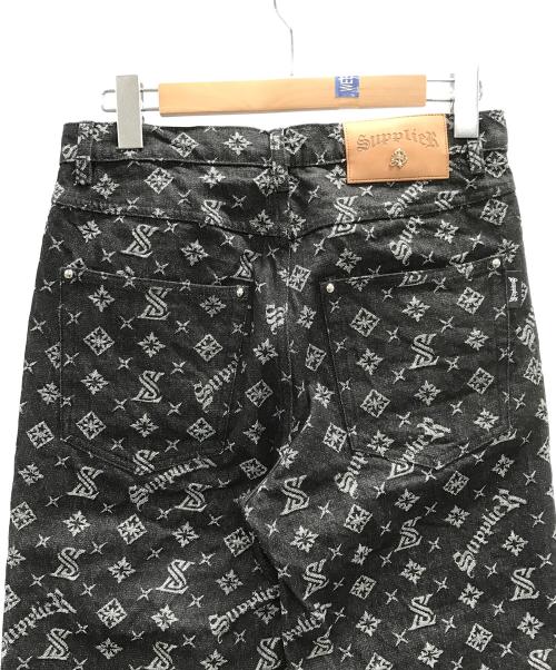 SUPPLIER（サプライヤー）SUPPLIER (サプライヤー) デニムパンツ ブラック×ホワイト サイズ:Mの古着・服飾アイテム