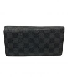 LOUIS VUITTON（ルイ ヴィトン）の古着「長財布 ダミエ・グラフィット ポルトフォイユ ブラザ」｜ブラック