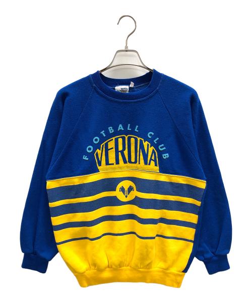 SWEAT（スウェット）SWEAT (スウェット) HELLAS VERONA（ヘラス ヴェローナ）クルーネック スウェットシャツ ブルー×イエロー サイズ:Sの古着・服飾アイテム