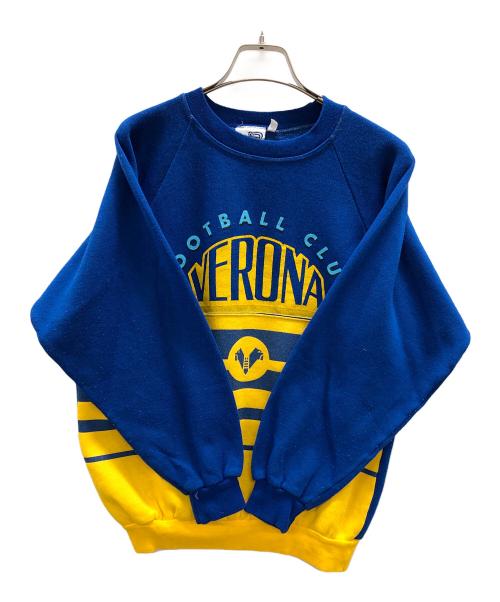 SWEAT（スウェット）SWEAT (スウェット) HELLAS VERONA（ヘラス ヴェローナ）クルーネック スウェットシャツ ブルー×イエロー サイズ:Sの古着・服飾アイテム