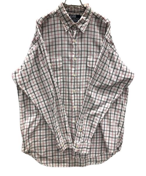 POLO RALPH LAUREN（ポロ・ラルフローレン）POLO RALPH LAUREN (ポロ・ラルフローレン) 長袖シャツ ホワイト×レッド サイズ:Lの古着・服飾アイテム