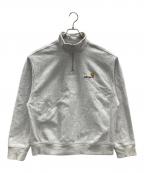 CarHarttカーハート）の古着「HALF ZIP AMERICAN SCRIPT SWEATSHIRT（ハーフ ジップ アメリカン スクリプト スウェットシャツ）」｜ライトグレー