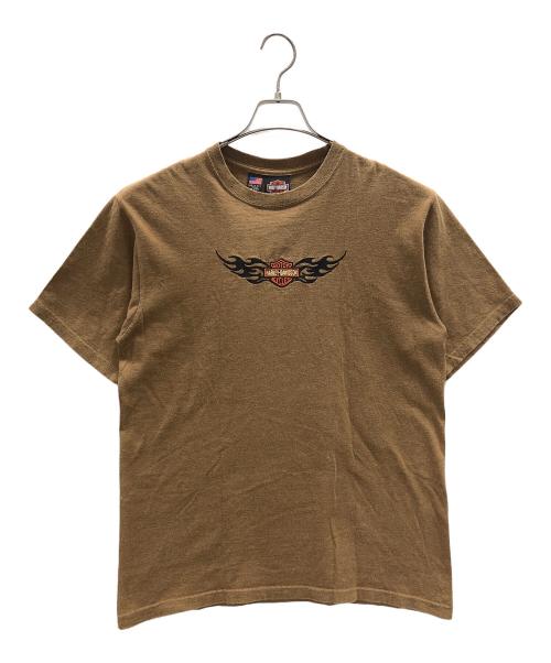 HARLEY-DAVIDSON（ハーレーダビッドソン）HARLEY-DAVIDSON (ハーレーダビッドソン) Tシャツ 刺繍ロゴ ブラウン サイズ:MEDIUMの古着・服飾アイテム