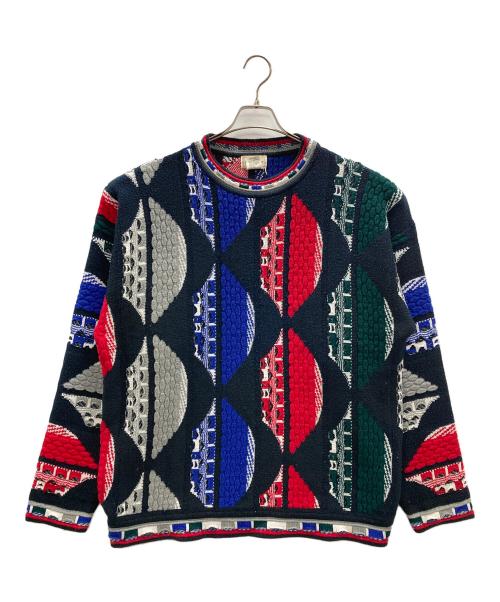 Delf sweater（デルフ セーター）Delf sweater (デルフ セーター) 総柄 3D（スリーディー）ニットセーター マルチカラー サイズ:XLの古着・服飾アイテム