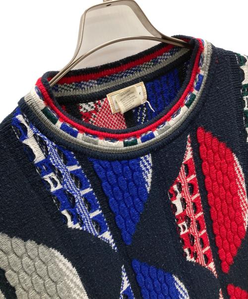 Delf sweater（デルフ セーター）Delf sweater (デルフ セーター) 総柄 3D（スリーディー）ニットセーター マルチカラー サイズ:XLの古着・服飾アイテム