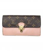 LOUIS VUITTONルイ ヴィトン）の古着「長財布 モノグラム ポルトフォイユ チェリーウッド ローズバレリーヌ」｜ピンク×ブラウン