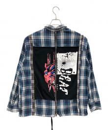 DIESEL（ディーゼル）の古着「長袖シャツ ドラゴン センタージップバックシャツ」｜ブルー×ホワイト