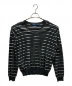 POLO RALPH LAURENポロ・ラルフローレン）の古着「Vネックカットソー ボーダー柄」｜ブラック×ホワイト