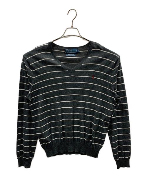 POLO RALPH LAUREN（ポロ・ラルフローレン）POLO RALPH LAUREN (ポロ・ラルフローレン) Vネックカットソー ボーダー柄 ブラック×ホワイト サイズ:Mの古着・服飾アイテム