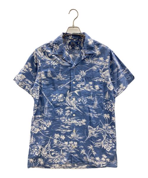 POLO RALPH LAUREN（ポロ・ラルフローレン）POLO RALPH LAUREN (ポロ・ラルフローレン) アロハシャツ スカイブルー×ホワイト サイズ:Mの古着・服飾アイテム