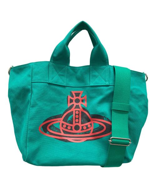 Vivienne Westwood（ヴィヴィアンウエストウッド）Vivienne Westwood (ヴィヴィアンウエストウッド) 2WAYバッグ キャンバストートバッグ ショルダーバッグ PAINT LINE（ペイント ライン） グリーン サイズ:実寸サイズにてご確認ください。の古着・服飾アイテム