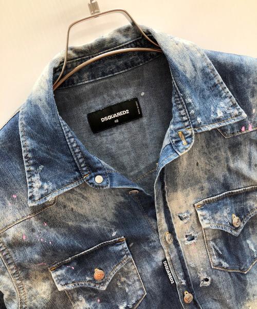 DSQUARED2（ディースクエアード）DSQUARED2 (ディースクエアード) STRETCH DENIM 6OZ WESTERN SHIRT（ストレッチ デニム 6オンス ウエスタン シャツ） インディゴ サイズ:48の古着・服飾アイテム