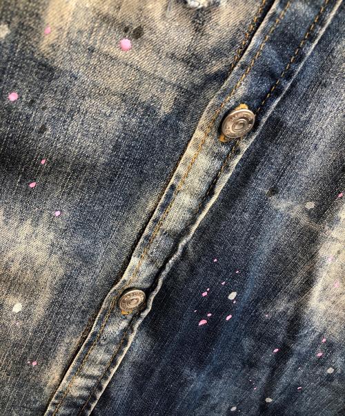 DSQUARED2（ディースクエアード）DSQUARED2 (ディースクエアード) STRETCH DENIM 6OZ WESTERN SHIRT（ストレッチ デニム 6オンス ウエスタン シャツ） インディゴ サイズ:48の古着・服飾アイテム