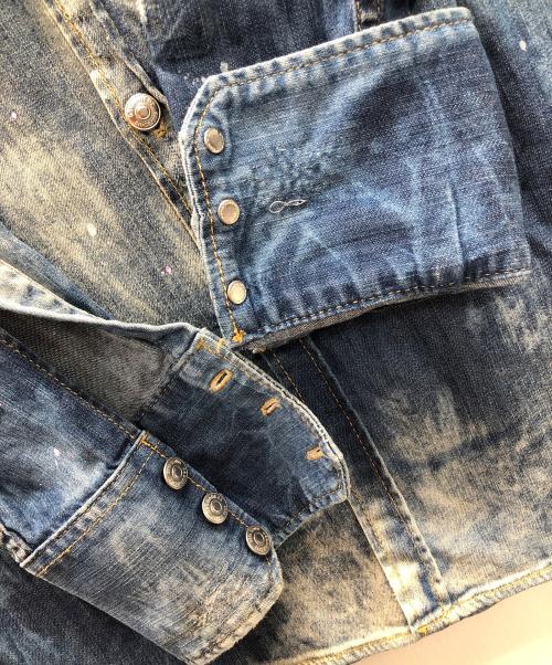 DSQUARED2（ディースクエアード）DSQUARED2 (ディースクエアード) STRETCH DENIM 6OZ WESTERN SHIRT（ストレッチ デニム 6オンス ウエスタン シャツ） インディゴ サイズ:48の古着・服飾アイテム