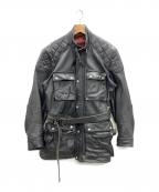 HARROハロ）の古着「レザーモーターサイクルジャケット」｜ブラック