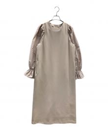 UNITED ARROWS BEAUTY&YOUTH（ユナイテッド アローズ ビューティアンドユース）の古着「コンビボリュームスリーブ ワンピース」｜ベージュ