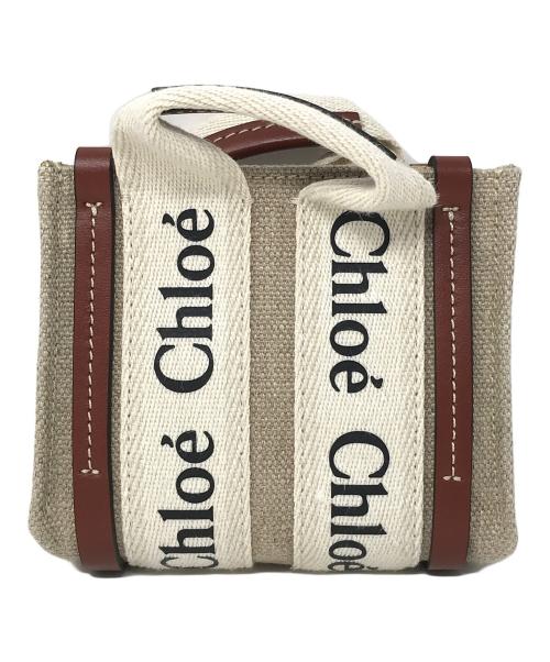 Chloe（クロエ）Chloe (クロエ) 2WAYミニトートバッグ WOODY NANO TOTE（ウッディ ナノトート） ベージュ サイズ:実寸サイズにてご確認ください。の古着・服飾アイテム