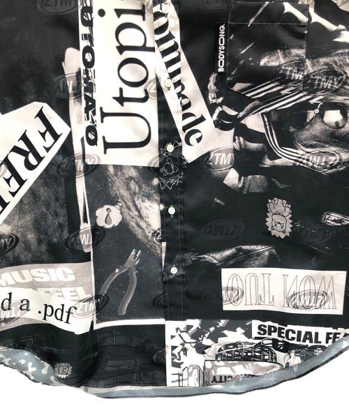 bodysong.（ボディソング）bodysong. (ボディソング) ZUTOMAYO MART (ズトマヨ マート) コラージュシャツ ホワイト×ブラック サイズ:Lの古着・服飾アイテム