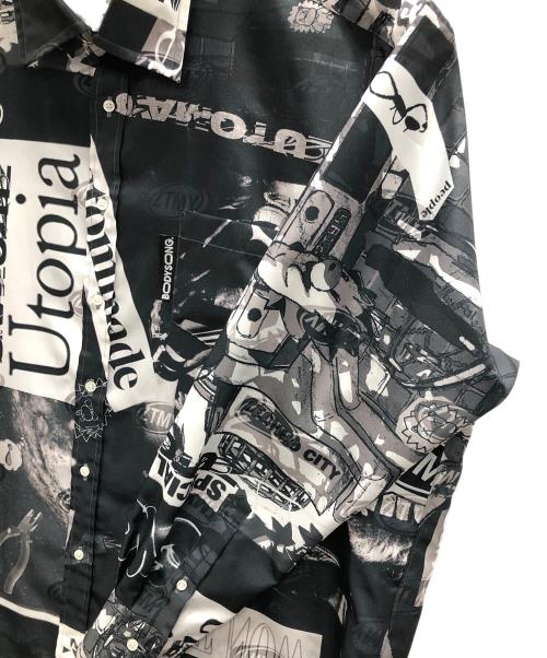 bodysong.（ボディソング）bodysong. (ボディソング) ZUTOMAYO MART (ズトマヨ マート) コラージュシャツ ホワイト×ブラック サイズ:Lの古着・服飾アイテム