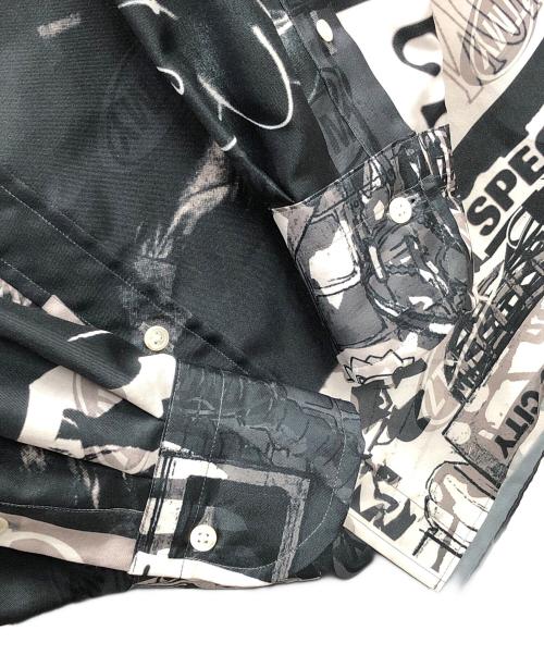 bodysong.（ボディソング）bodysong. (ボディソング) ZUTOMAYO MART (ズトマヨ マート) コラージュシャツ ホワイト×ブラック サイズ:Lの古着・服飾アイテム