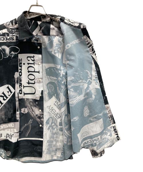 bodysong.（ボディソング）bodysong. (ボディソング) ZUTOMAYO MART (ズトマヨ マート) コラージュシャツ ホワイト×ブラック サイズ:Lの古着・服飾アイテム