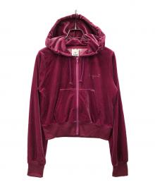 X-GIRL（エックスガール）の古着「パーカー VELOUR ZIP UP HOODIE（ベロア ジップアップ フーディー）」｜パープル