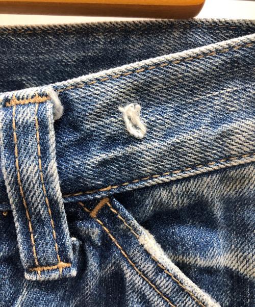 ISAMU KATAYAMA BACKLASH（イサムカタヤマ・バックラッシュ）ISAMU KATAYAMA BACKLASH (イサムカタヤマ・バックラッシュ) ダメージデニムパンツ COTTON（コットン）100%シルケット13.5oz（オンス）デニム ブルー サイズ:XSの古着・服飾アイテム