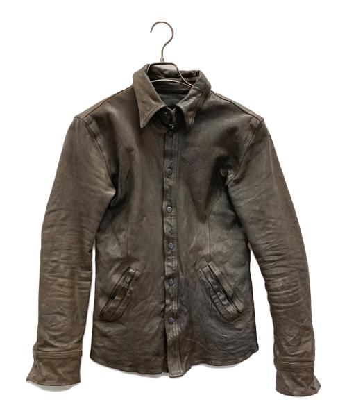 ISAMU KATAYAMA BACKLASH（イサムカタヤマ・バックラッシュ）ISAMU KATAYAMA BACKLASH (イサムカタヤマ・バックラッシュ) ベルギーショルダー製品染め レザーシャツ ブラウン サイズ:Lの古着・服飾アイテム