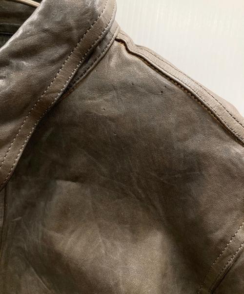 ISAMU KATAYAMA BACKLASH（イサムカタヤマ・バックラッシュ）ISAMU KATAYAMA BACKLASH (イサムカタヤマ・バックラッシュ) ベルギーショルダー製品染め レザーシャツ ブラウン サイズ:Lの古着・服飾アイテム