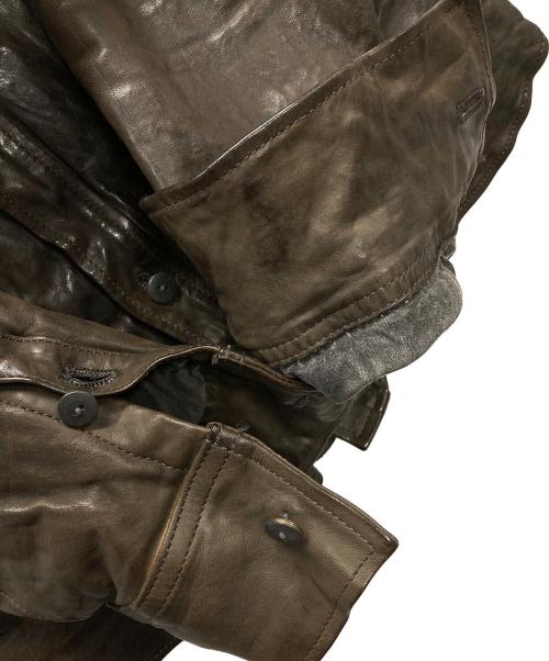 ISAMU KATAYAMA BACKLASH（イサムカタヤマ・バックラッシュ）ISAMU KATAYAMA BACKLASH (イサムカタヤマ・バックラッシュ) ベルギーショルダー製品染め レザーシャツ ブラウン サイズ:Lの古着・服飾アイテム