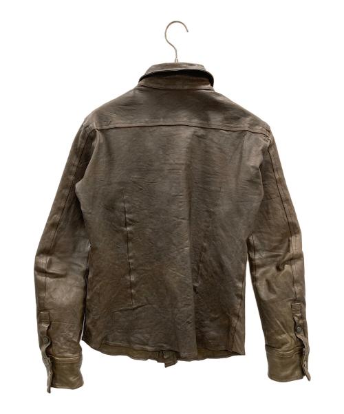ISAMU KATAYAMA BACKLASH（イサムカタヤマ・バックラッシュ）ISAMU KATAYAMA BACKLASH (イサムカタヤマ・バックラッシュ) ベルギーショルダー製品染め レザーシャツ ブラウン サイズ:Lの古着・服飾アイテム