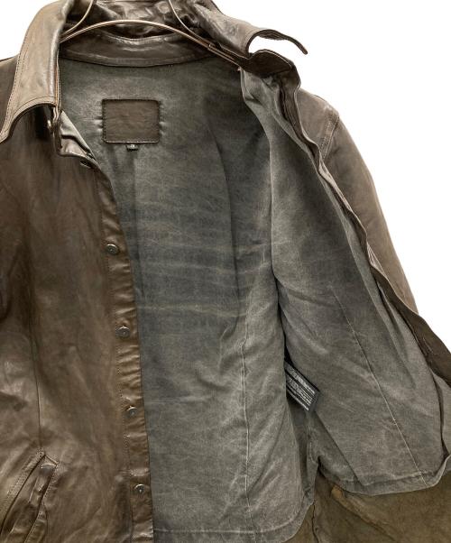 ISAMU KATAYAMA BACKLASH（イサムカタヤマ・バックラッシュ）ISAMU KATAYAMA BACKLASH (イサムカタヤマ・バックラッシュ) ベルギーショルダー製品染め レザーシャツ ブラウン サイズ:Lの古着・服飾アイテム