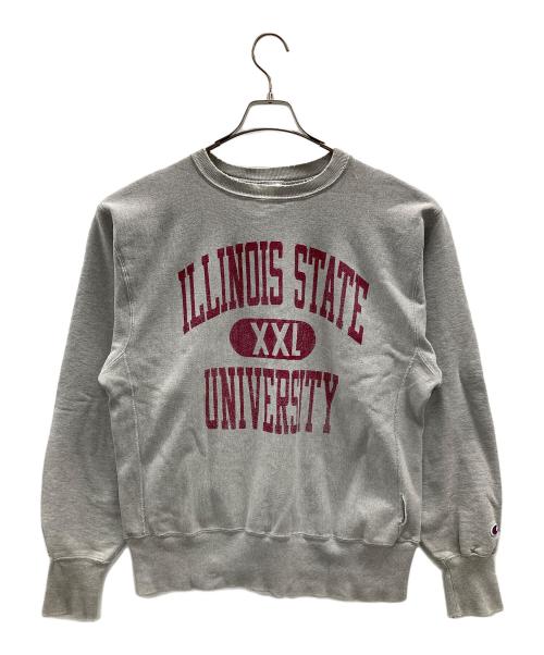 Champion（チャンピオン）Champion (チャンピオン) リバースウィーブスウェット ILLINOIS STATE（イリノイ ステイト） グレー サイズ:LARGEの古着・服飾アイテム