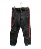 WADDINGTON PIRATEワディントン パイレーツ）の古着「VINTAGE MOTOCROSS LEATHER PANTS（ヴィンテージ モトクロス レザーパンツ）」｜ブラック