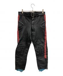 WADDINGTON PIRATE（ワディントン パイレーツ）の古着「VINTAGE MOTOCROSS LEATHER PANTS（ヴィンテージ モトクロス レザーパンツ）」｜ブラック
