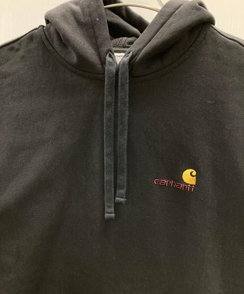 CarHartt（カーハート）CarHartt (カーハート) パーカー HOODED AMERICAN SCRIPT SWEAT（フーデットアメリカンスクリプトスウェット） 刺繍ロゴ ブラック サイズ:XLの古着・服飾アイテム