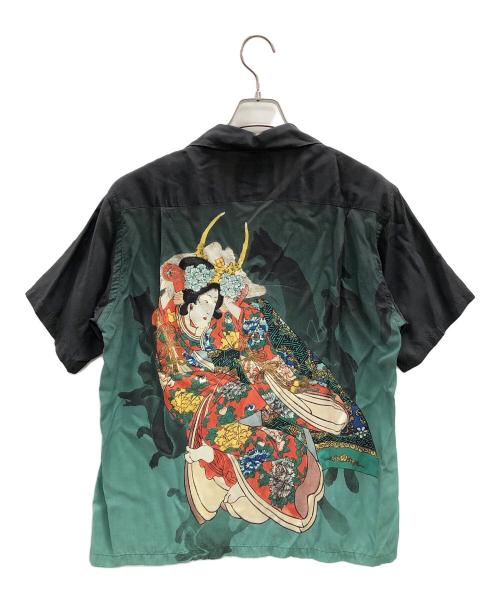Sun Surf SPECIAL EDITION（サンサーフ・スペシャルエディション）Sun Surf SPECIAL EDITION (サンサーフ・スペシャルエディション) アロハシャツ “木曾街道六十九次之内 下諏訪 八重垣姫” グリーン×ブラック サイズ:Mの古着・服飾アイテム