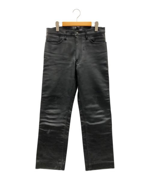BLUE WORK（ブルーワーク）BLUE WORK (ブルーワーク) レザーパンツ ブラック サイズ:50の古着・服飾アイテム