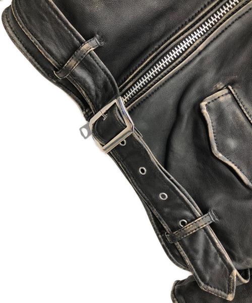nano・universe（ナノ・ユニバース）nano・universe (ナノ・ユニバース) レザーダブルライダースジャケット ブラック サイズ:Mの古着・服飾アイテム