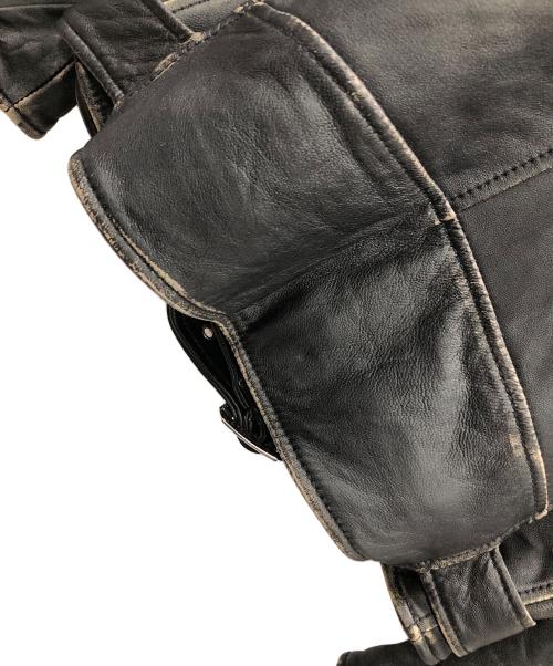 nano・universe（ナノ・ユニバース）nano・universe (ナノ・ユニバース) レザーダブルライダースジャケット ブラック サイズ:Mの古着・服飾アイテム