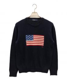 POLO RALPH LAUREN（ポロ・ラルフローレン）の古着「アメリカンフラッグニット」｜ネイビー