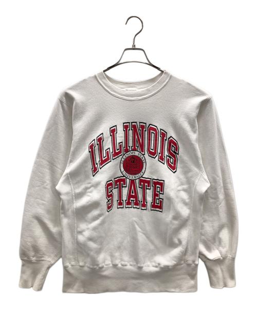 Champion（チャンピオン）Champion (チャンピオン) リバースウィーブスウェット ILLINOIS STATE（イリノイ ステイト） ホワイト サイズ:LARGEの古着・服飾アイテム