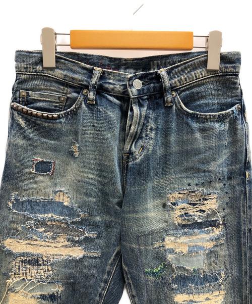 Hysteric Glamour（ヒステリックグラマー）Hysteric Glamour (ヒステリックグラマー) AR加工 ダメージ リペア デニムパンツ インディゴ サイズ:XSの古着・服飾アイテム
