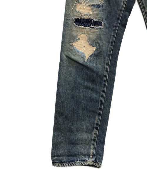 Hysteric Glamour（ヒステリックグラマー）Hysteric Glamour (ヒステリックグラマー) AR加工 ダメージ リペア デニムパンツ インディゴ サイズ:XSの古着・服飾アイテム