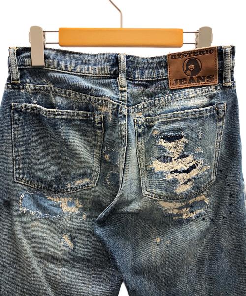 Hysteric Glamour（ヒステリックグラマー）Hysteric Glamour (ヒステリックグラマー) AR加工 ダメージ リペア デニムパンツ インディゴ サイズ:XSの古着・服飾アイテム