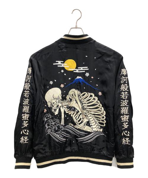 CROPPED HEADS（クロップドヘッズ）CROPPED HEADS (クロップドヘッズ) ガシャリバーシブル スカジャン ブラック×パープル サイズ:XLの古着・服飾アイテム