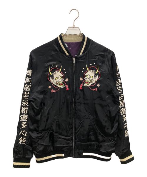 CROPPED HEADS（クロップドヘッズ）CROPPED HEADS (クロップドヘッズ) ガシャリバーシブル スカジャン ブラック×パープル サイズ:XLの古着・服飾アイテム