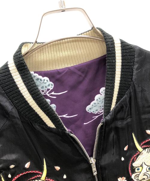 CROPPED HEADS（クロップドヘッズ）CROPPED HEADS (クロップドヘッズ) ガシャリバーシブル スカジャン ブラック×パープル サイズ:XLの古着・服飾アイテム