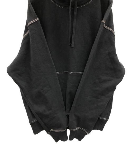 stussy（ステューシー）stussy (ステューシー) パーカー Contrast Stitch Label Pullover Hoodie（コントラスト ステッチ ラベル プルオーバー フーディ） ブラック サイズ:Lの古着・服飾アイテム