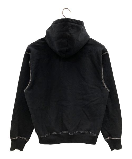 stussy（ステューシー）stussy (ステューシー) パーカー Contrast Stitch Label Pullover Hoodie（コントラスト ステッチ ラベル プルオーバー フーディ） ブラック サイズ:Lの古着・服飾アイテム
